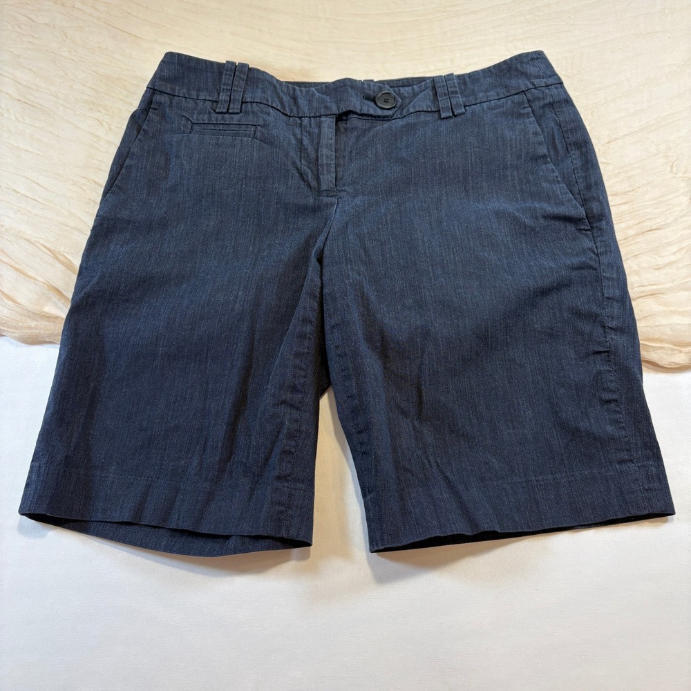 Ann Taylor LOFT Dark Wash Denim Look Cotton Blend Bermuda‎ Short Size 0